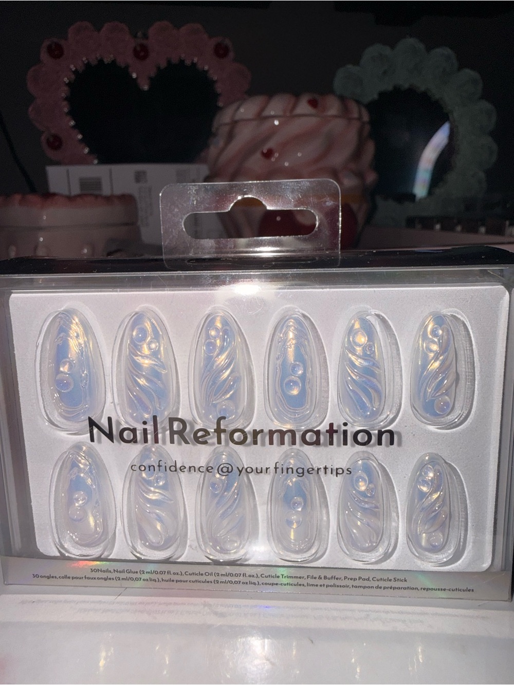 Nail Reformation Iridescent Swirl Press-On Nails - Opal White